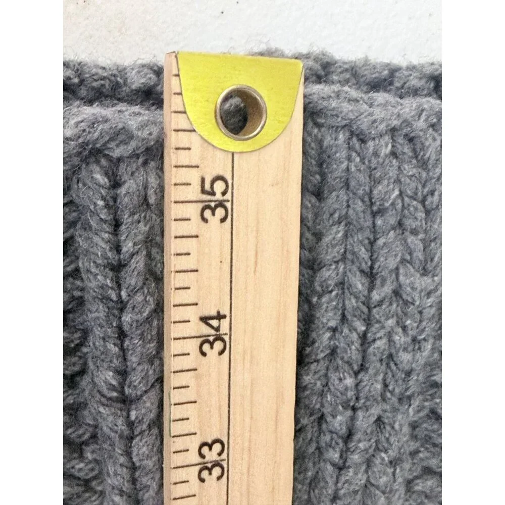 Vtg Y2K Abercrombie & Fitch Wool Blend Scarf Chunky Cable Knit Block Striped Gra